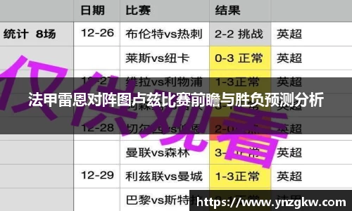法甲雷恩对阵图卢兹比赛前瞻与胜负预测分析